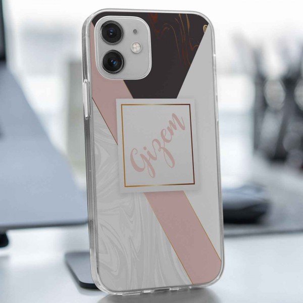 İsimli Pembe ve Siyah Tasarımlı Telefon Kılıfı (Sadece iPhone Modelleri)
