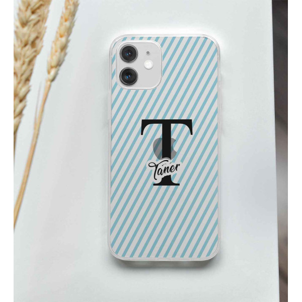 İsme Özel Mavi Çizgili Telefon Kılıfı (Sadece iPhone Modelleri)