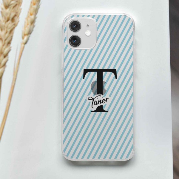 İsme Özel Mavi Çizgili Telefon Kılıfı (Sadece iPhone Modelleri)