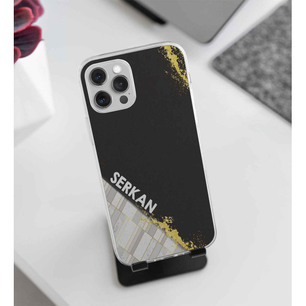 İsme Özel Siyah Gold Tasarımlı Telefon Kılıfı (Sadece iPhone Modelleri)