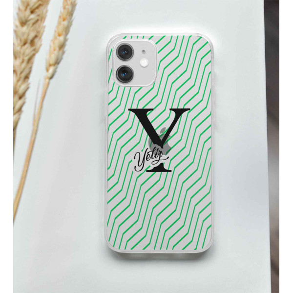 İsme Özel Yeşil Çizgili Telefon Kılıfı (Sadece iPhone Modelleri)