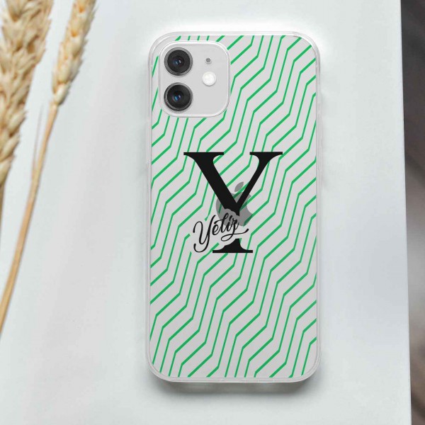 İsme Özel Yeşil Çizgili Telefon Kılıfı (Sadece iPhone Modelleri)