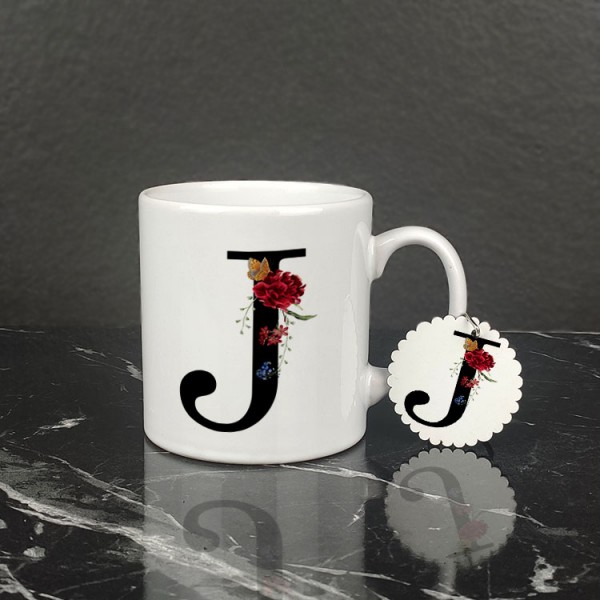 J Harfi Kupa Bardak ve Anahtarlık Set