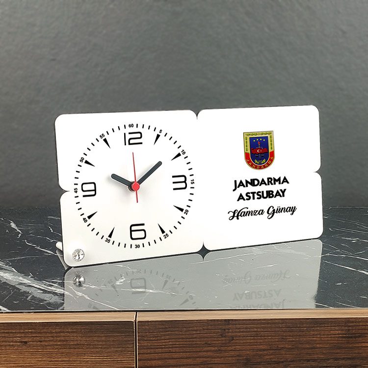 Jandarma Astsubat Ahşap Masa Saati Jandarma Astsubat Ahşap Masa Saati