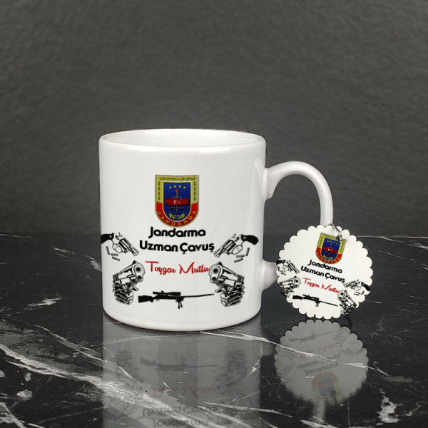 Jandarma Uzman Çavuş Kupa Bardak ve Anahtarlık Set