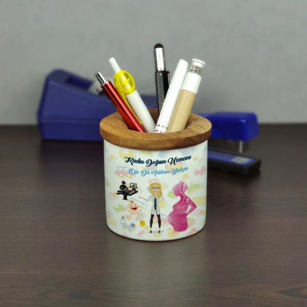 Kadın Doğum Uzmanı Seramik Kalemlik 002