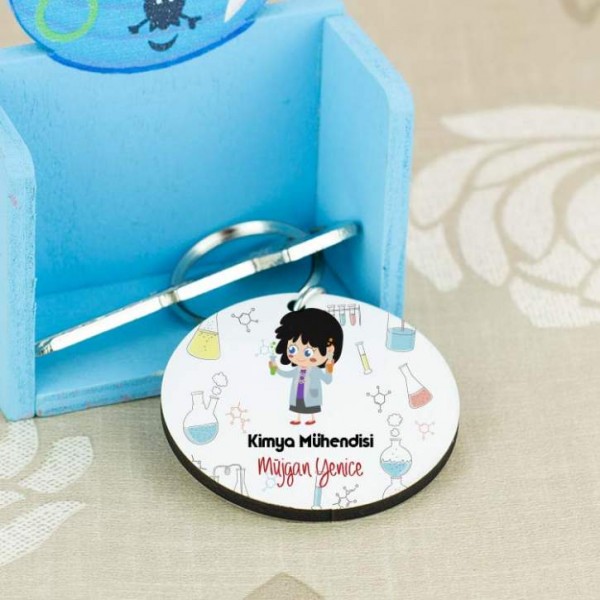 Kimya Mühendisi Kadın Figür Anahtarlık