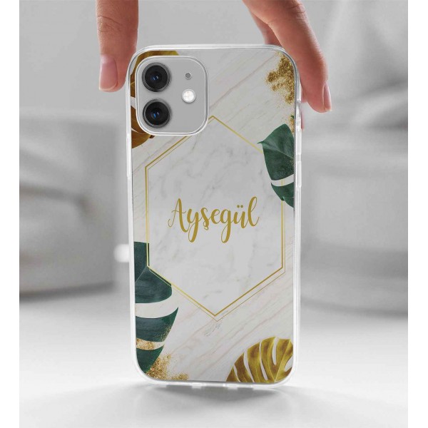 Kişiye Özel Granit ve Çiçek Tasarımlı Telefon Kılıfı (Sadece iPhone Modelleri)