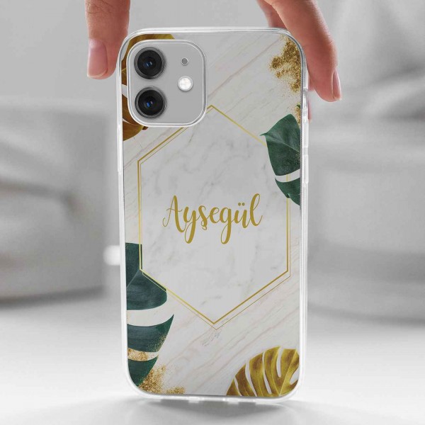 Kişiye Özel Granit ve Çiçek Tasarımlı Telefon Kılıfı (Sadece iPhone Modelleri)