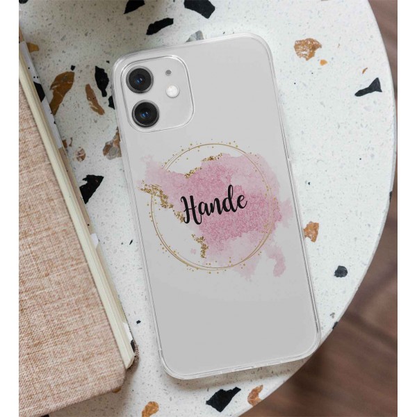 Kişiye Özel Pembe Çember Tasarımlı Telefon Kılıfı (Sadece iPhone Modelleri)