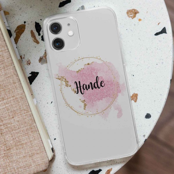 Kişiye Özel Pembe Çember Tasarımlı Telefon Kılıfı (Sadece iPhone Modelleri)