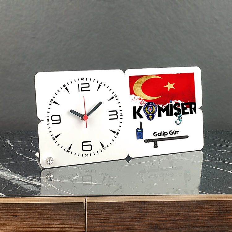 Komiser Ahşap Masa Saati