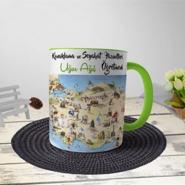 Konaklama ve Seyahat Hizmetleri Öğretmenine Hediye Kupa Bardak - Yeşil