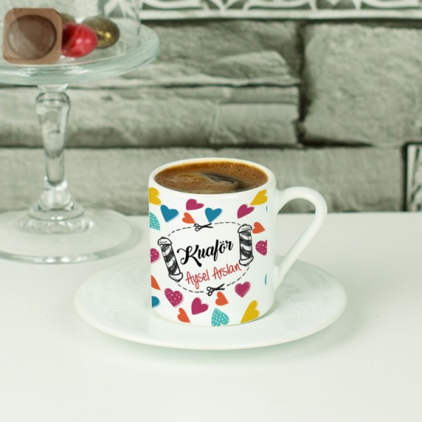 Kuaför Kalp Tasarım Kahve Fincanı