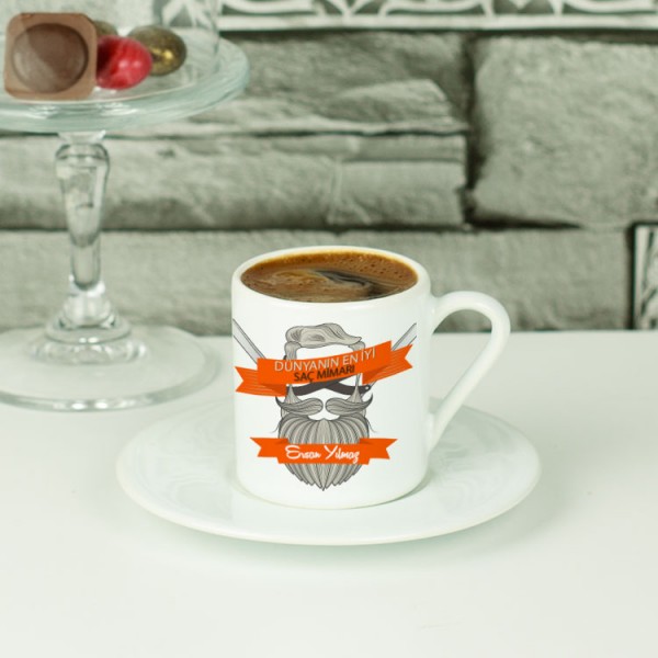 Kuaför Turuncu Tasarım Kahve Fincanı