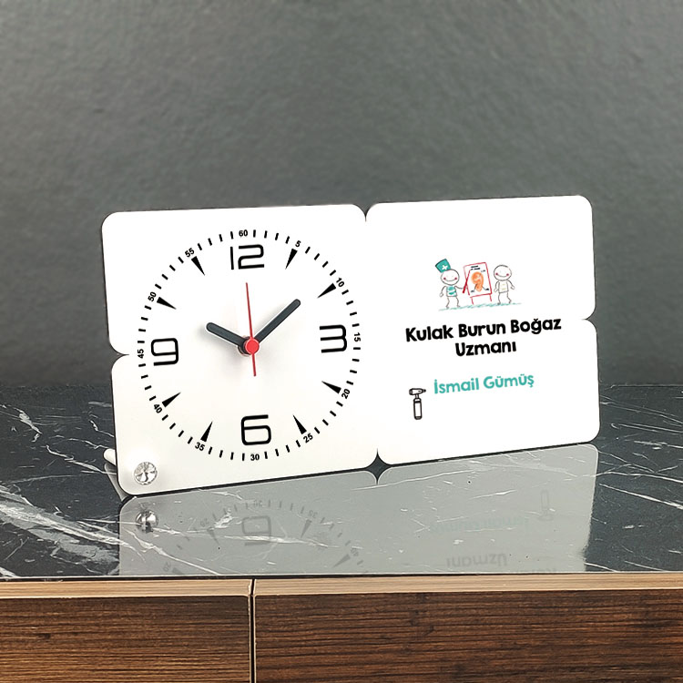 Kulak Burun Boğaz Uzmanı Ahşap Masa Saati 001 Kulak Burun Boğaz Uzmanı Ahşap Masa Saati 001