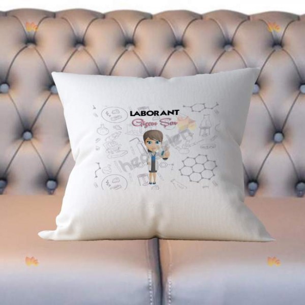 Laborant Kadın Figür Yastık