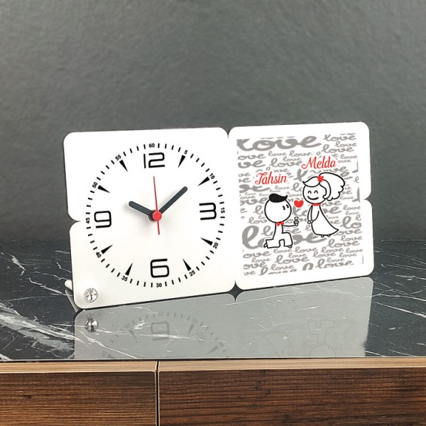 Love Ahşap Masa Saati 001