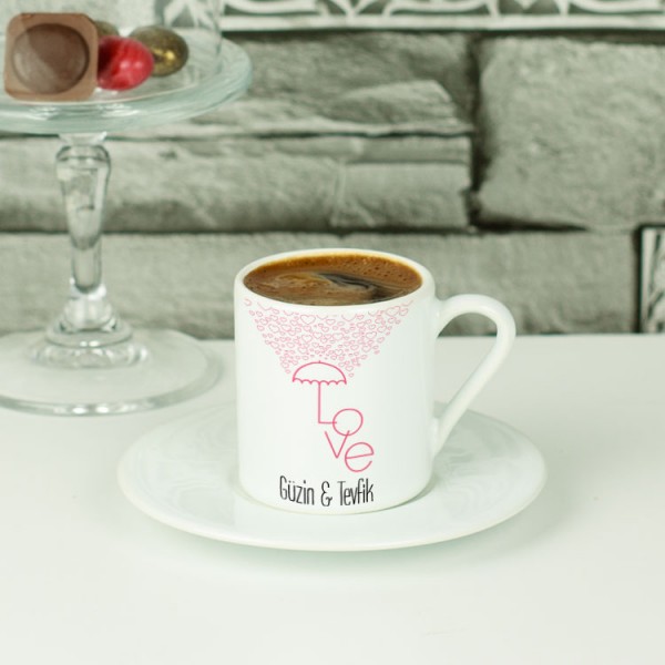 Love Şemsiye Tasarım Kahve Fincanı