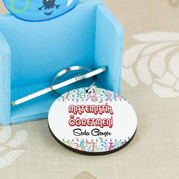 Matematik Öğretmenine Hediye Kırmızı Tasarım Anahtarlık
