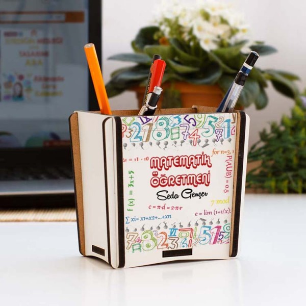 Matematik Öğretmenine Hediye Kırmızı Tasarım Kalemlik