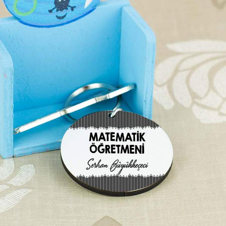 Matematik Öğretmenine Hediye Siyah Tasarım Anahtarlık