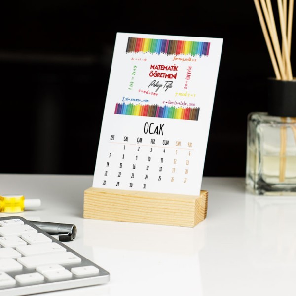 Matematik Öğretmenine Hediye Kalem Tasarım Masa Takvimi