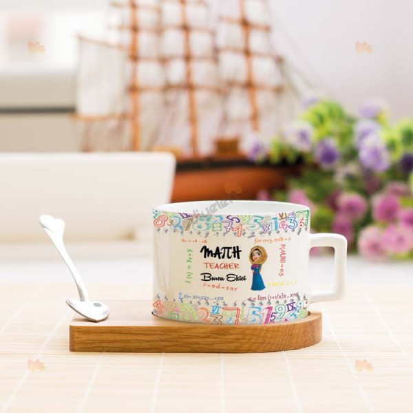 Math Teacher Başörtülü Figür Stantlı Fincan