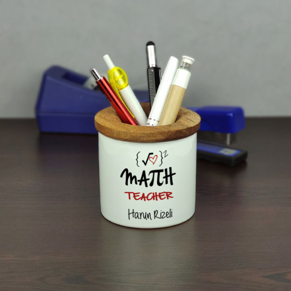 Math Teacher Seramik Kalemlik