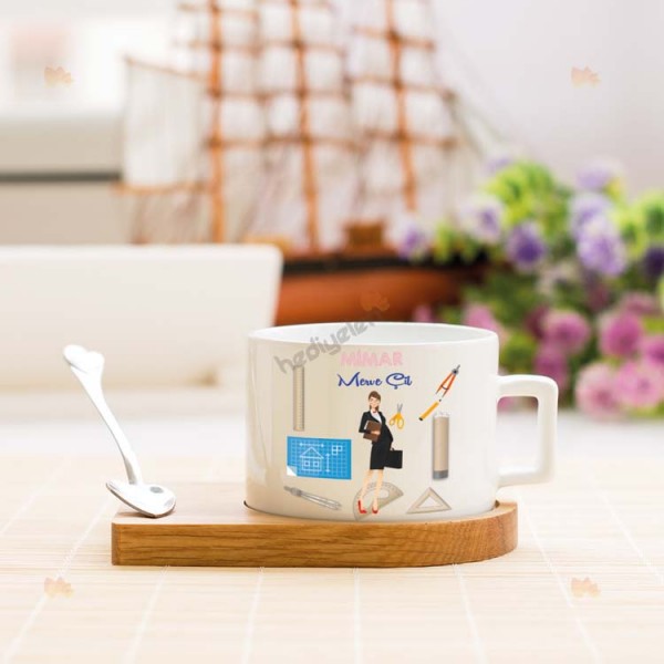 Mimar Kadın Figür Stantlı Fincan