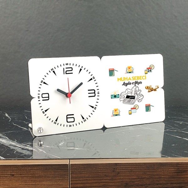 Muhasebeci Ahşap Masa Saati 003