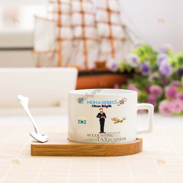 Muhasebeci Erkek Figür Stantlı Fincan