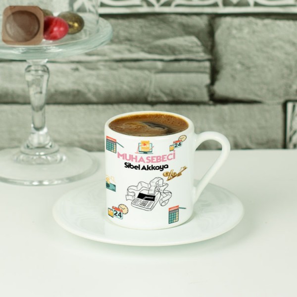 Muhasebeci Pembe Tasarım Kahve Fincanı