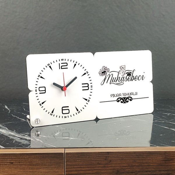 Muhasebeciye Hediye Ahşap Masa Saati