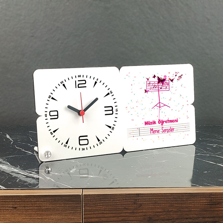 Müzik Öğretmeni Ahşap Masa Saati 005