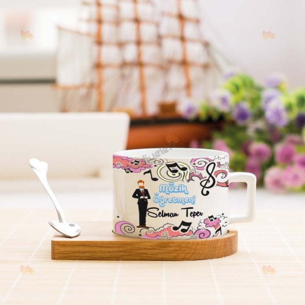 Müzik Öğretmenine Hediye Erkek Figür Stantlı Fincan