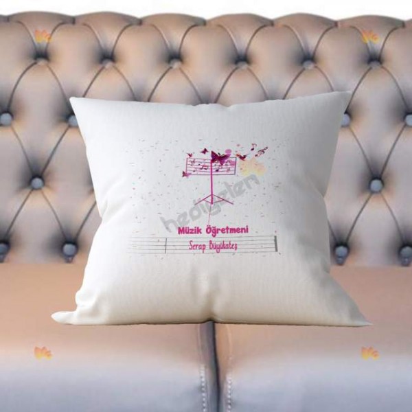 Müzik Öğretmenine Hediye Nota Tasarım Yastık