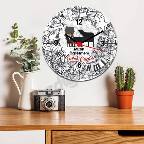 Müzik Öğretmenine Hediye Piyanist Tasarım Duvar Saati