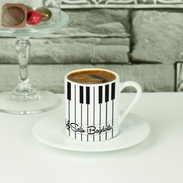 Müzik Öğretmenine Hediye Piyano Tasarım Kahve Fincanı