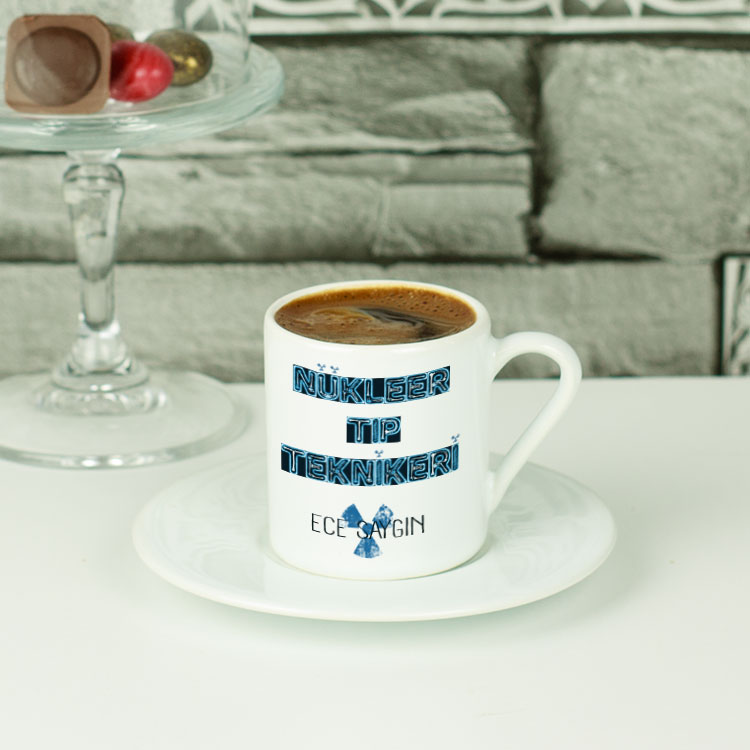 Nükleer Tıp Teknikeri Mavi Tasarım Kahve Fincanı