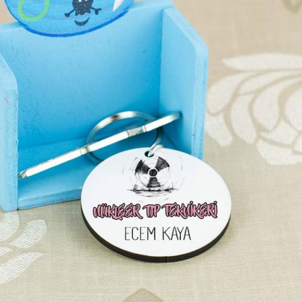 Nükleer Tıp Teknikeri Pembe Tasarım Anahtarlık