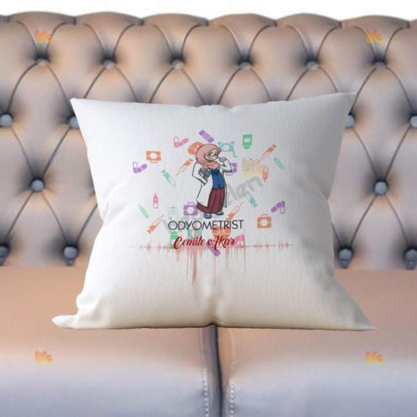 Odyometrist Baş Örtülü Figür Yastık