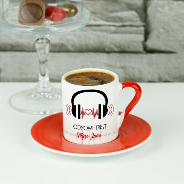 Odyometrist Kırmızı Tasarım Kahve Fincanı