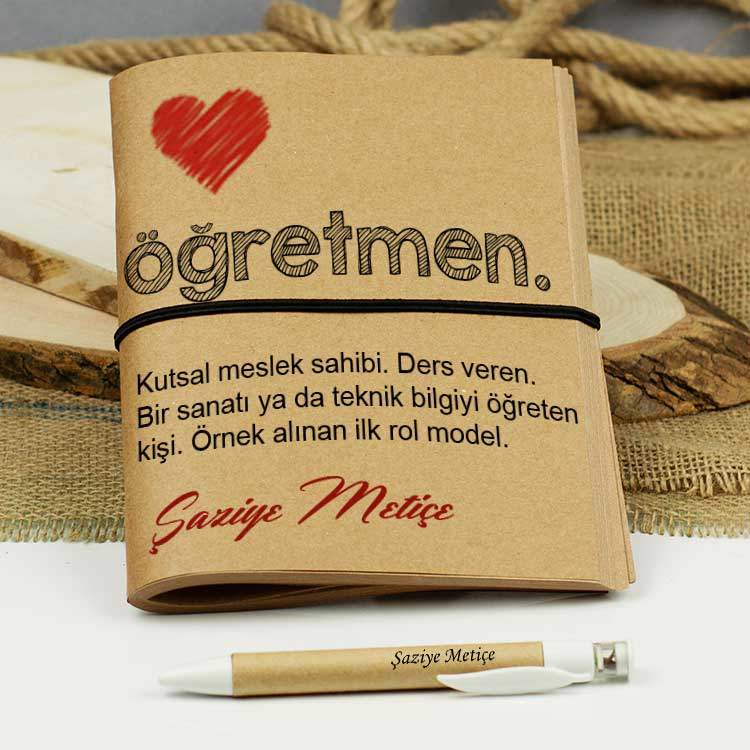 Öğretmen Tanımlayıcı Kraft Defter ve Tohumlu Kalem Set