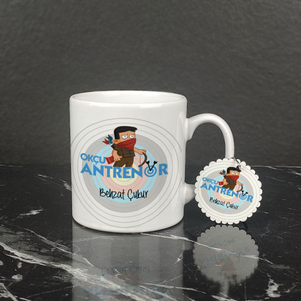 Okçu Antrenör Kupa Bardak ve Anahtarlık Set