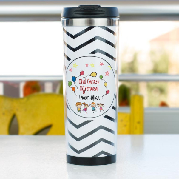 Okul Öncesi Öğretmenine Hediye Balon Tasarım Termos