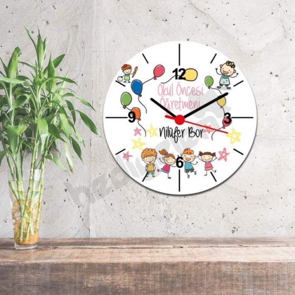 Okul Öncesi Öğretmenine Hediye Duvar Saati 001