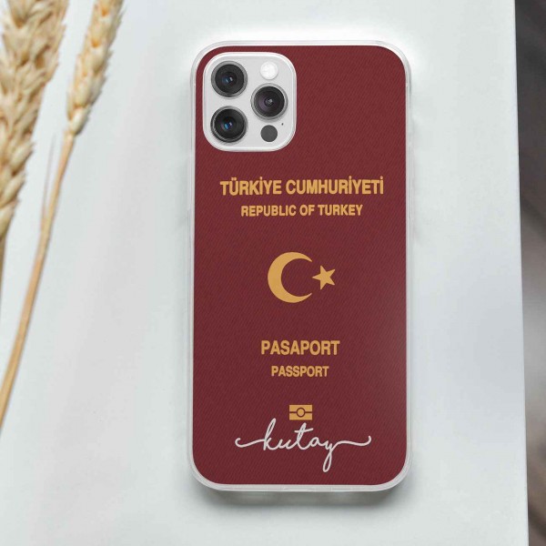 Pasaport Tasarımlı İsimli Telefon Kılıfı (Sadece iPhone Modelleri)