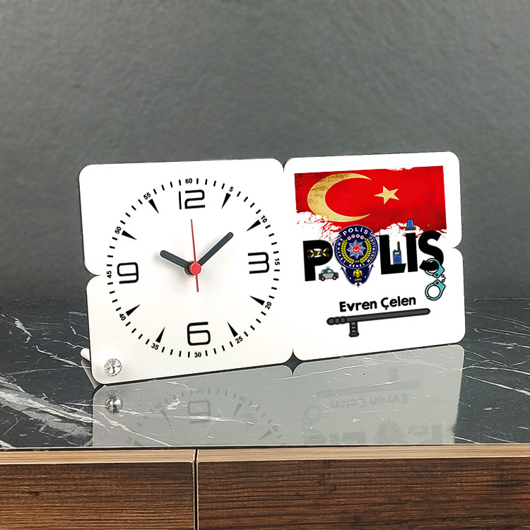 Polis Ahşap Masa Saati 002