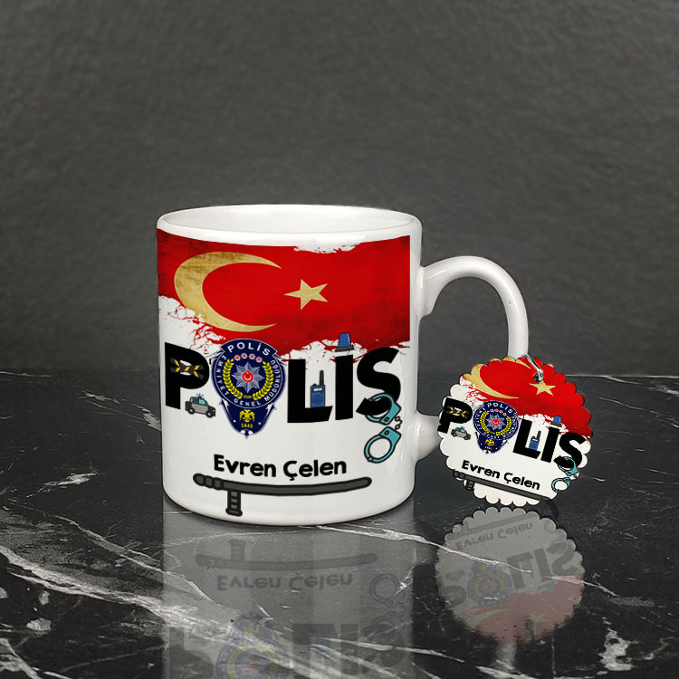 Polis Kupa Bardak ve Anahtarlık Set 002